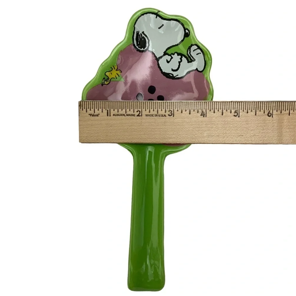 Peanuts Snoopy Spoon Rest Glazed Ceramic Functional Art Watermelon Pink Green